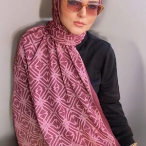 Baryy Digital Baskı Desenli Pamuk Şal Koyu Pembe