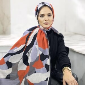 Colorful Digital Baskı Desenli Pamuk Şal Kırmızı