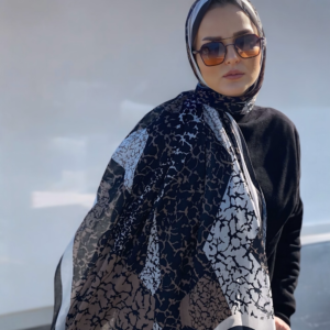 Crystal Digital Baskı Desenli Pamuk Şal Siyah