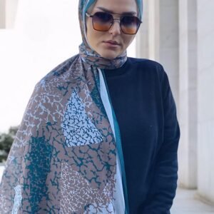 Crystal Digital Baskı Desenli Pamuk Şal Mint Yeşili
