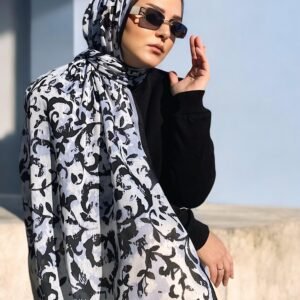 DİGİTAL BASKI DESENLİ PAMUK ŞAL LIERRE GRİ