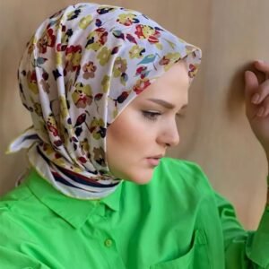 Digital Baskılı Pamuklu Eşarp Harmony Desen Yeşil