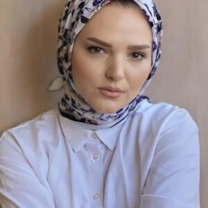 Digital Baskılı Pamuklu Eşarp Harmony Desen Lacivert