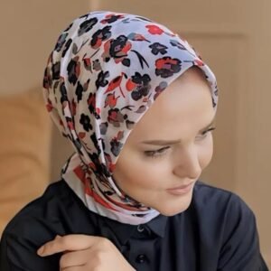 Digital Baskılı Pamuklu Eşarp Harmony Desen Kırmızı
