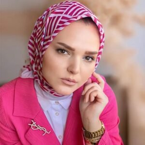 Digital Baskılı Pamuklu Eşarp Kibrit Desen Fuşya