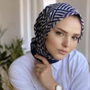 Digital Baskılı Pamuklu Eşarp Kibrit Desen Füme