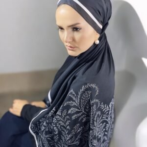 Flovery Digital Baskı Desenli Pamuk Şal Siyah