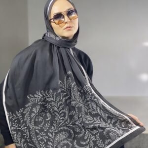 Flovery Digital Baskı Desenli Pamuk Şal Acı Kahve