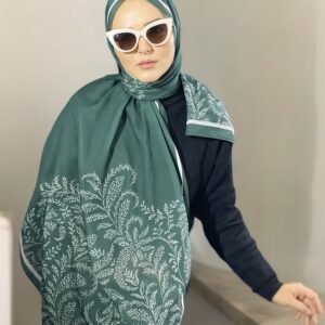 Flovery Digital Baskı Desenli Pamuk Şal Yeşil