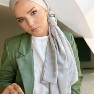 İpeksi Jakarlı Kazayağı Şal Açık Gri