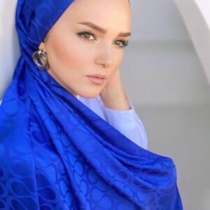 Jakar İpeksi Bloom Desen Şal Saks Mavisi