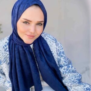 Jakar İpeksi Karo Desen Şal Lacivert