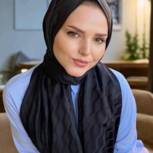 Jakar İpeksi Su Yolu Desen Şal Siyah