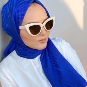 Jakar İpeksi Zebra Desen Şal Saks Mavisi