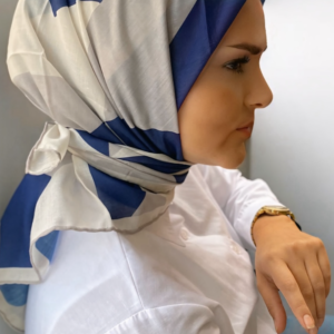 Alternative view of Lovely Baskılı Pamuk Eşarp Lacivert-Gri