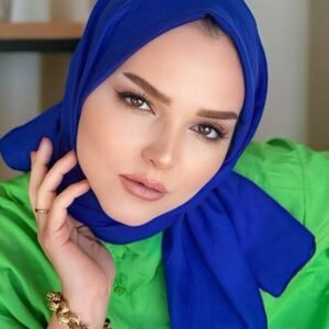 Saks Mavisi Pamuk Kraş Şal