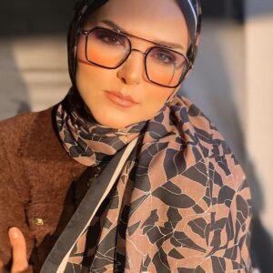 Viola Digital Baskı Desenli Pamuk Şal Koyu Kahve