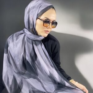 Watercolor Perla DİGİTAL BASKI DESENLİ PAMUK ŞAL Gri