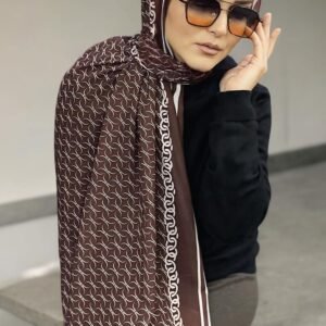 Zincir Digital Baskı Desenli Pamuk Şal Bordo